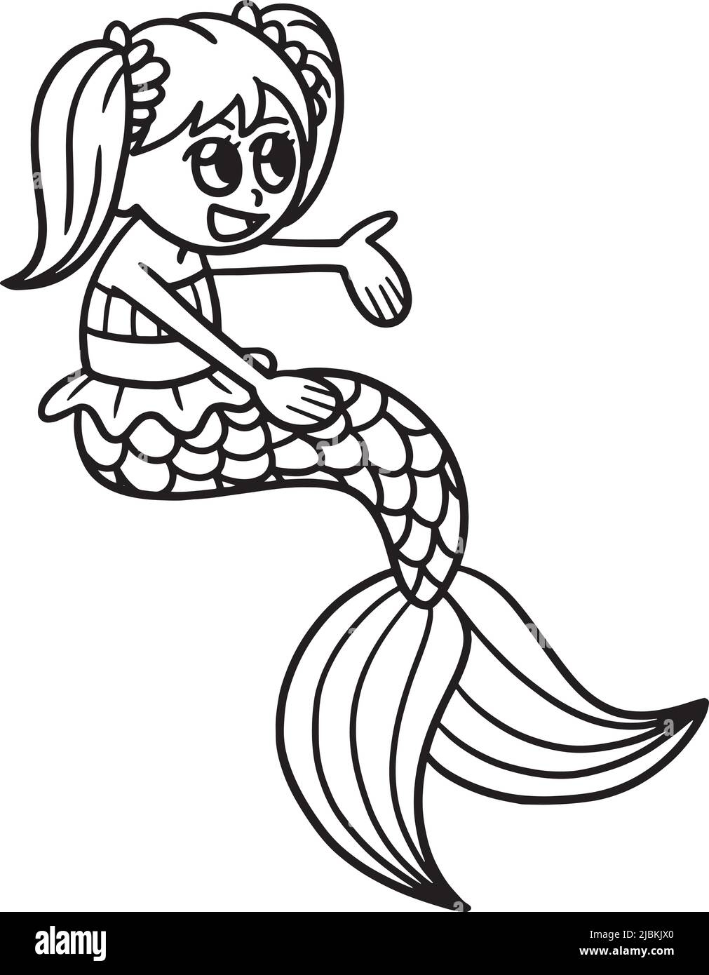 Talking Mermaid page de coloriage isolée pour enfants Illustration de Vecteur