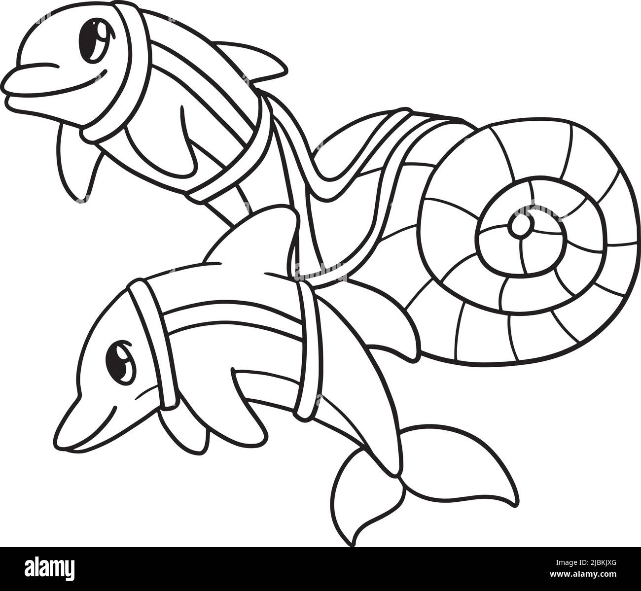 Deux Dolphin Isolated coloriage page pour enfants Illustration de Vecteur