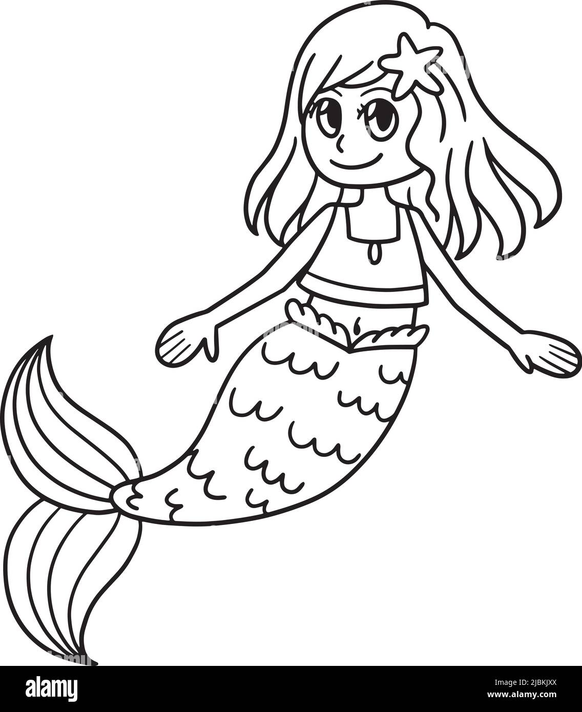 Cute Mermaid Isolated coloriage page pour enfants Illustration de Vecteur