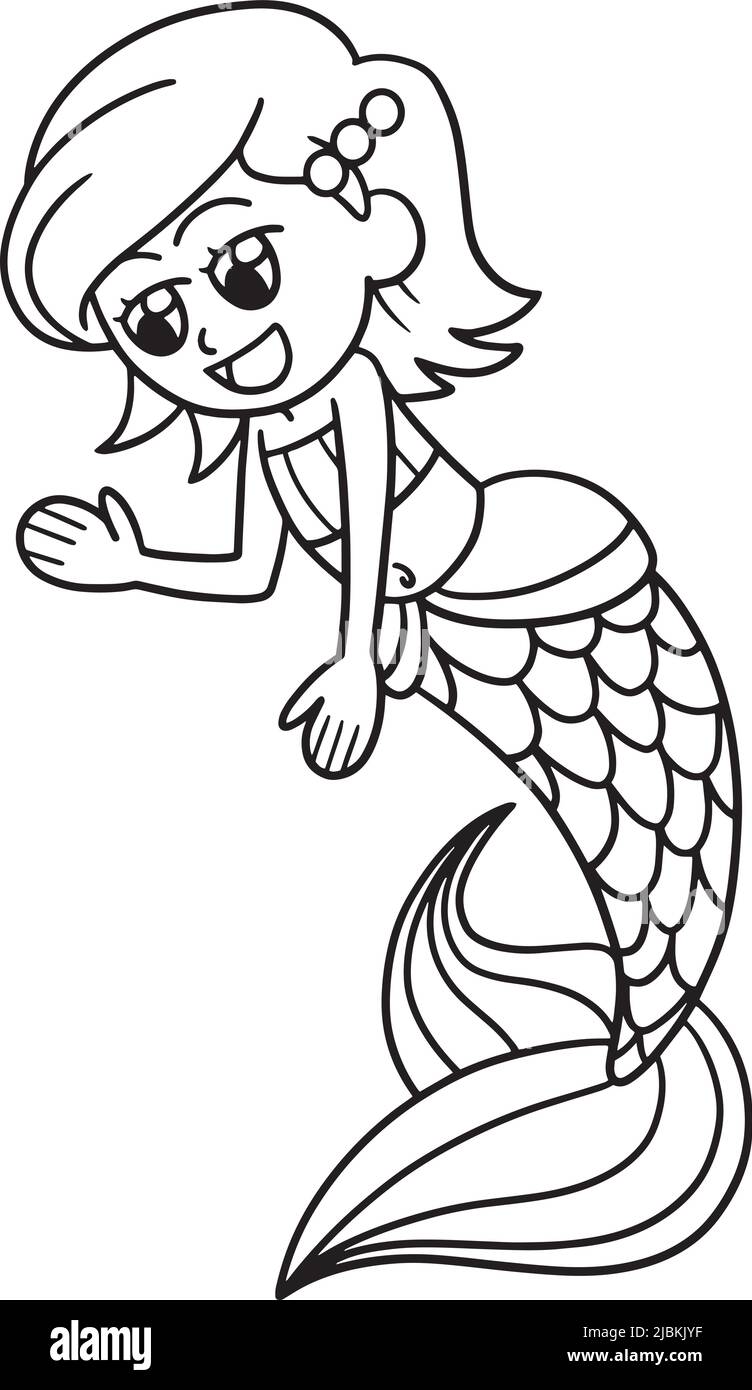 Talking Mermaid page de coloriage isolée pour enfants Illustration de Vecteur