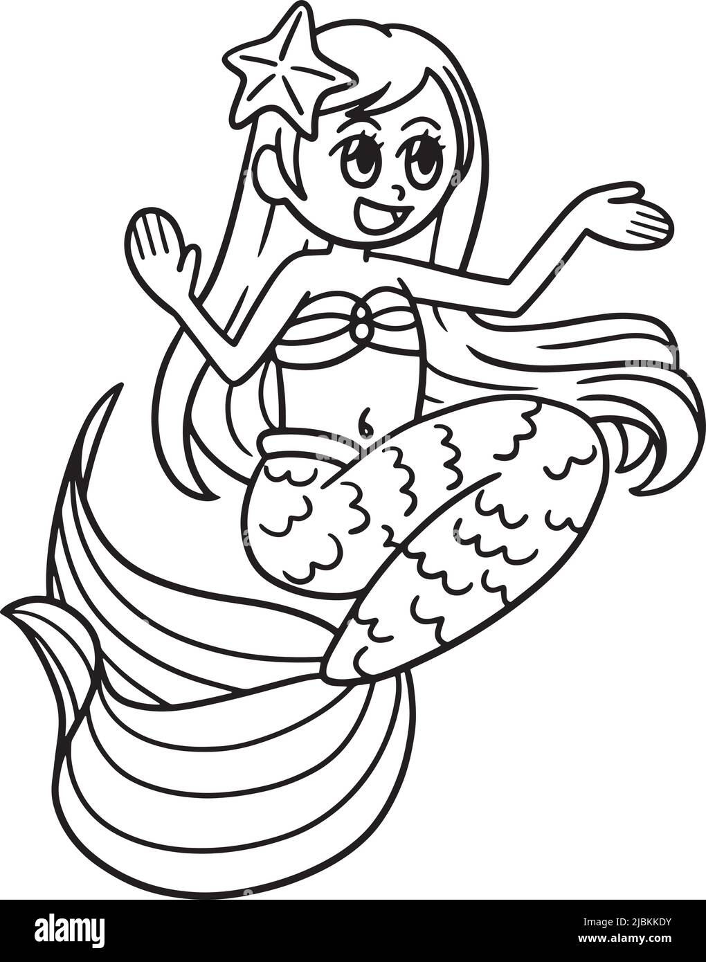 Page de coloriage isolée de Sirène de chant pour enfants Illustration de Vecteur