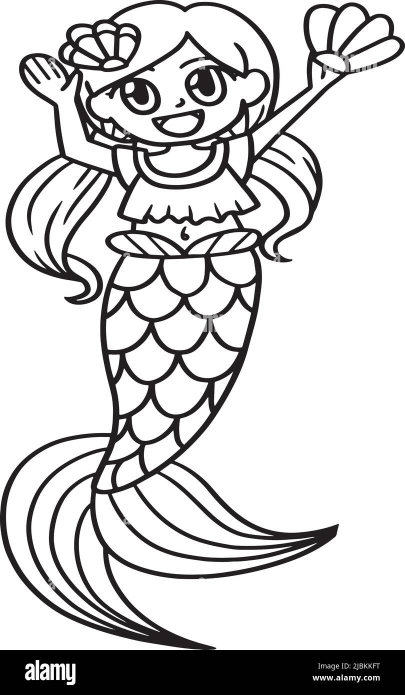 Happy Mermaid page de coloriage isolée pour enfants Illustration de Vecteur