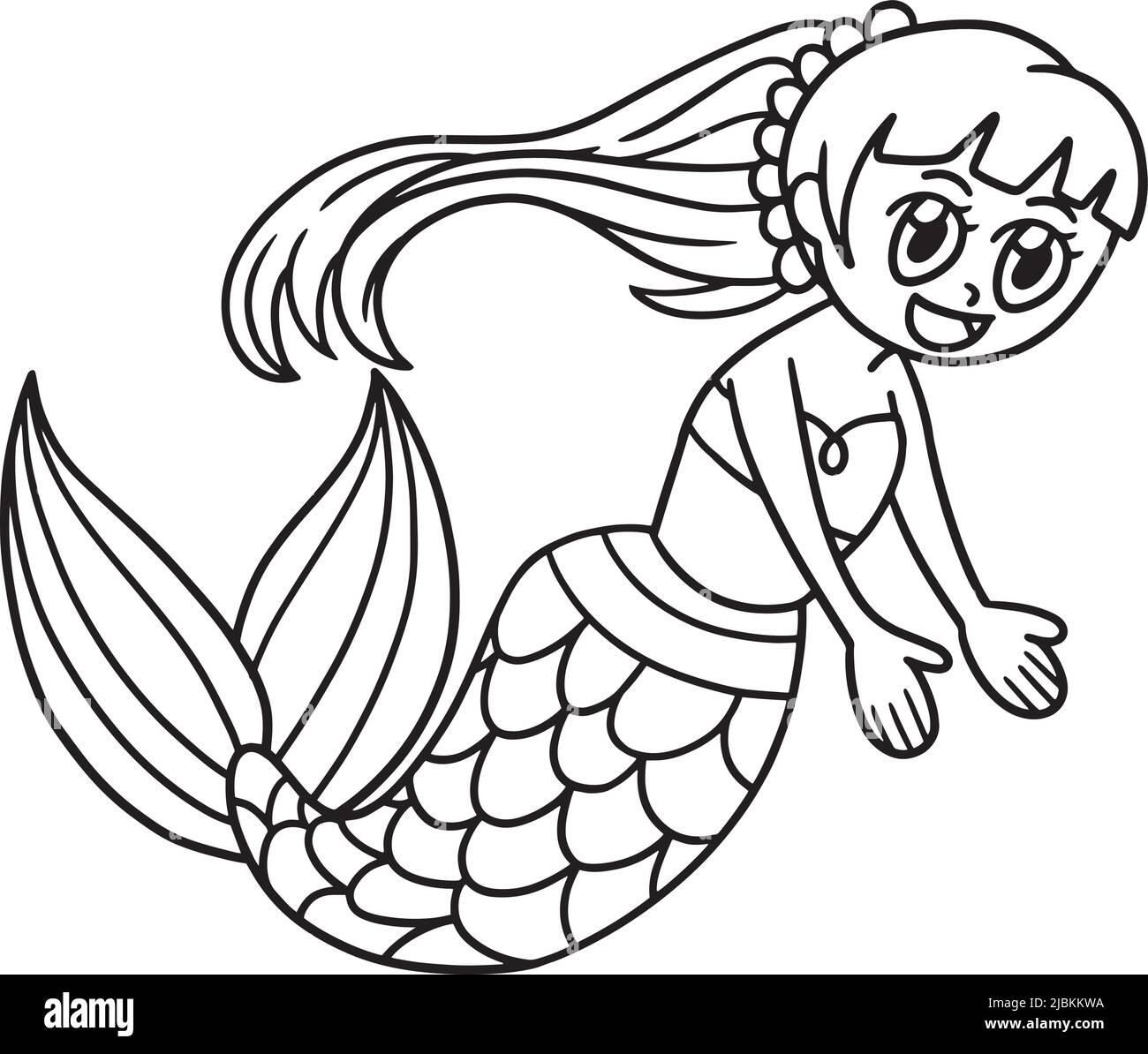 Belle Mermaid page de coloriage isolée pour les enfants Illustration de Vecteur