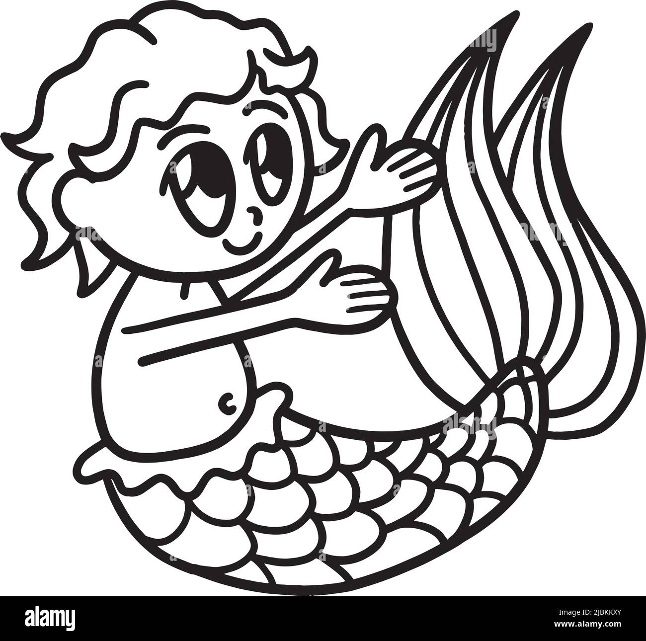 Page de coloriage isolée de la petite Sirène pour les enfants Illustration de Vecteur