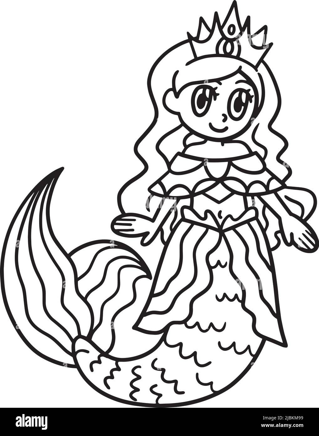 Page de coloriage isolée princesse Mermaid pour enfants Illustration de Vecteur