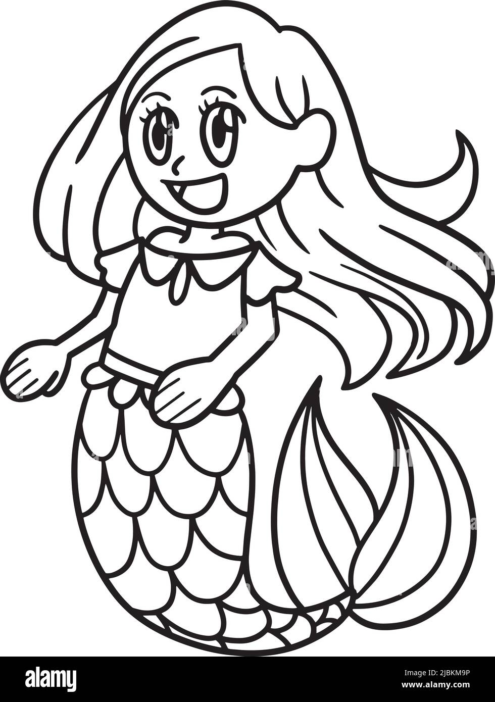 Belle Mermaid page de coloriage isolée pour les enfants Illustration de Vecteur