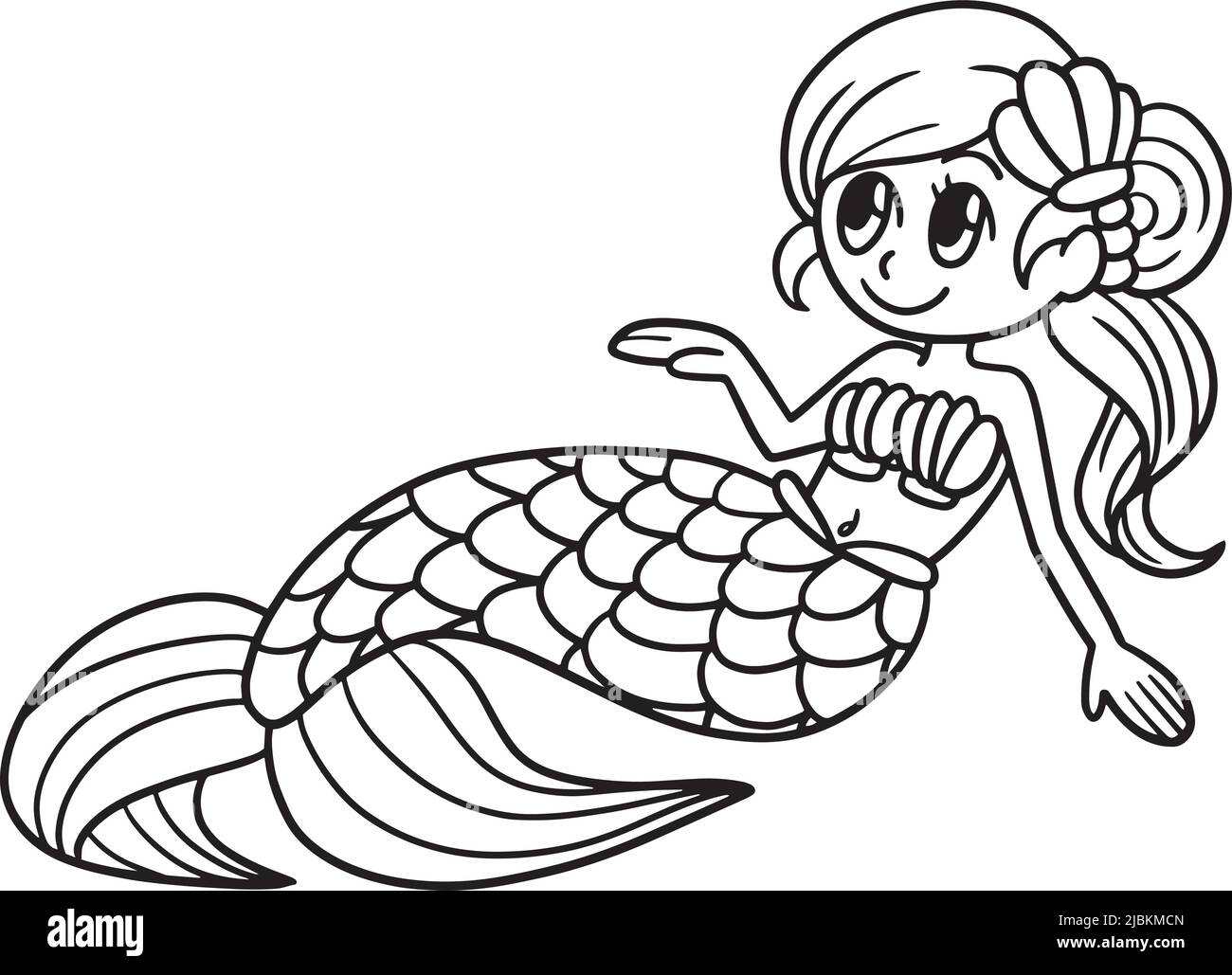 Page de coloriage isolée Sik Mermaid pour enfants Illustration de Vecteur