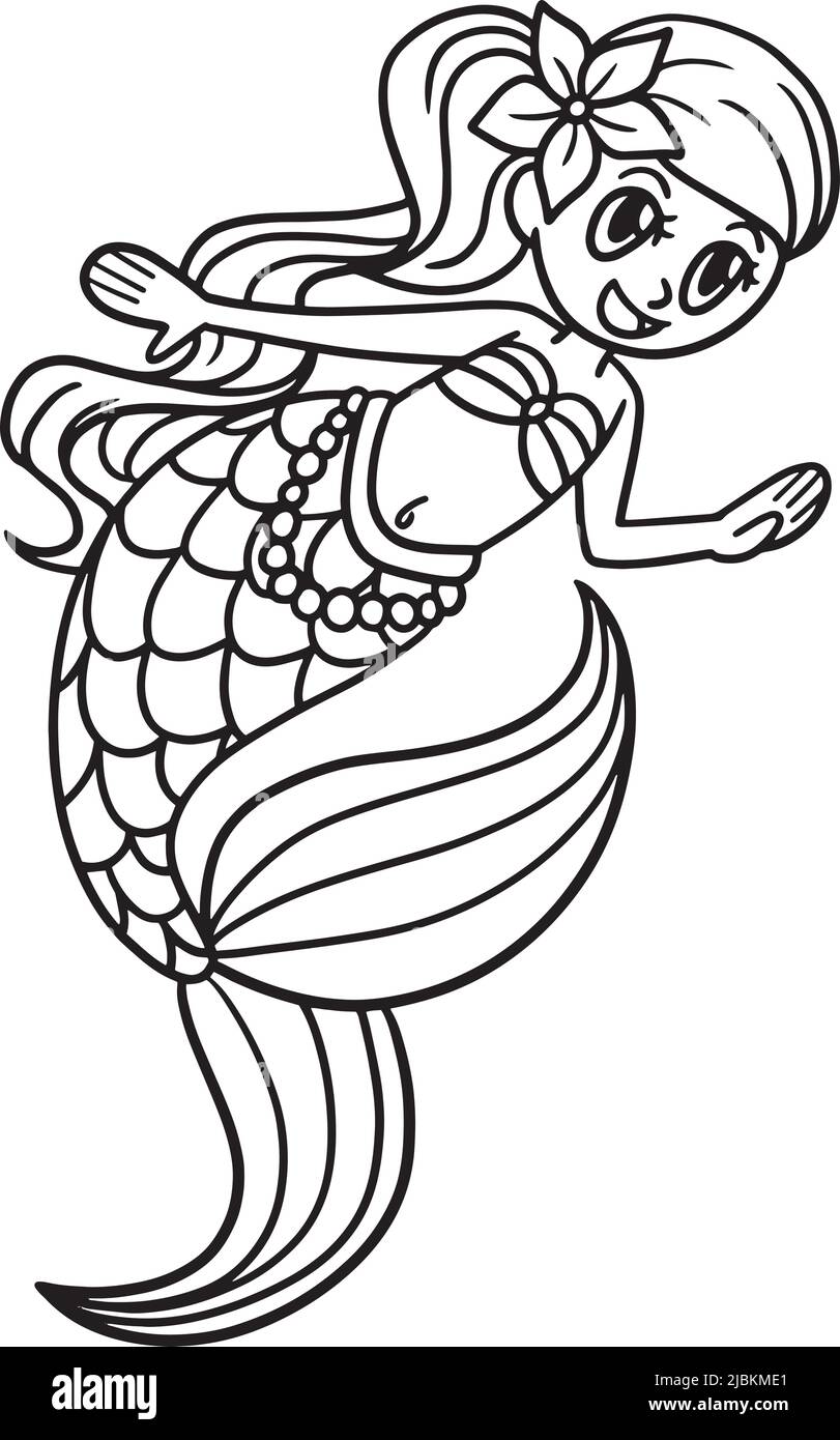 Page de coloriage isolée Mermaid pour enfants Illustration de Vecteur