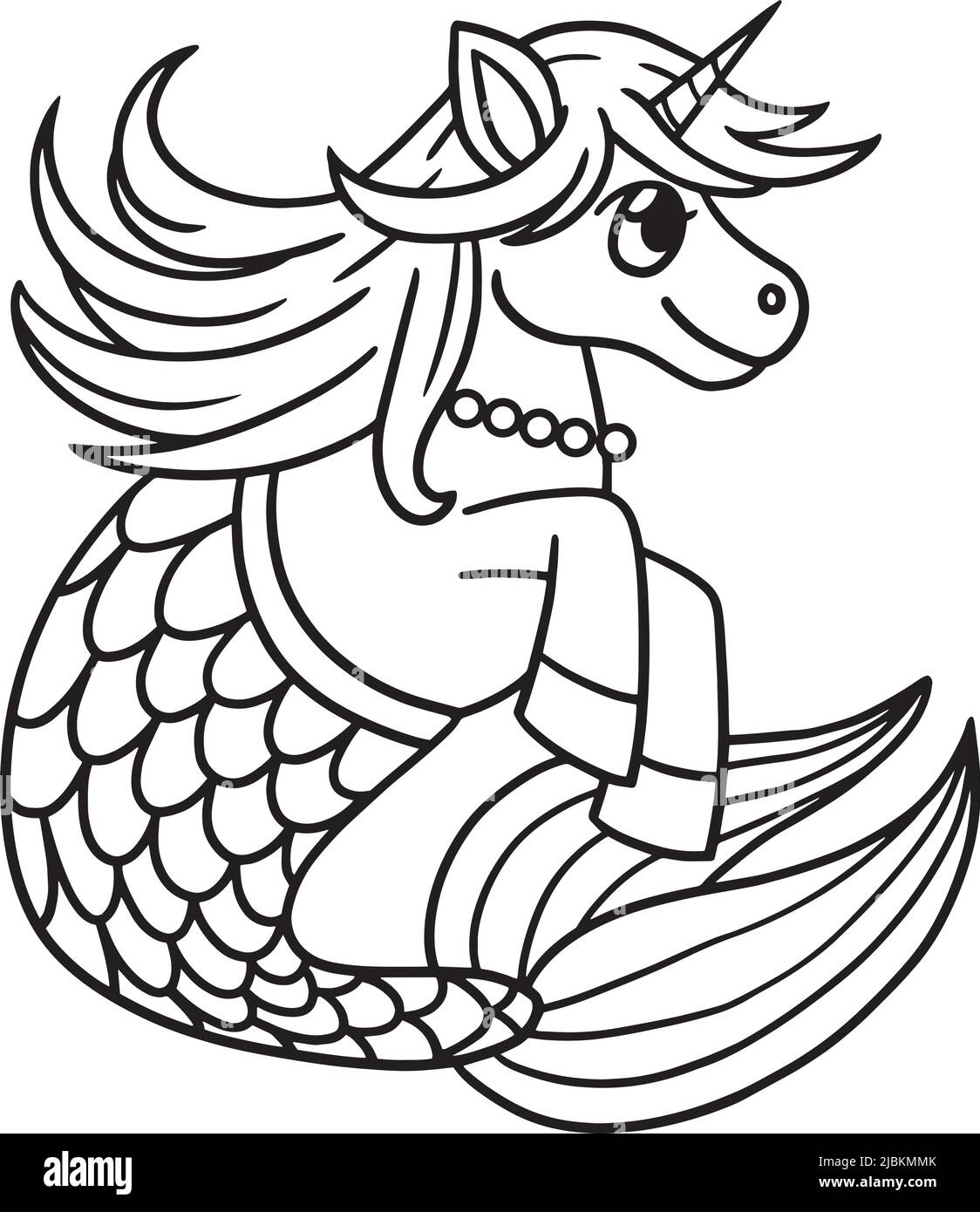 Mermaid Unicorn Isolated coloriage page pour enfants Illustration de Vecteur