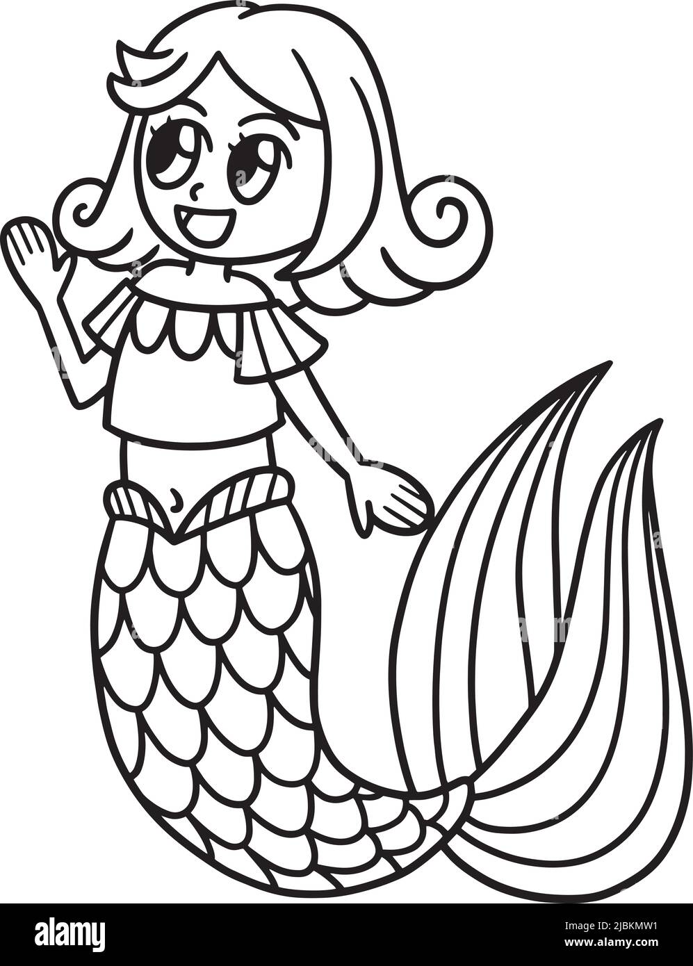 Talking Mermaid page de coloriage isolée pour enfants Illustration de Vecteur