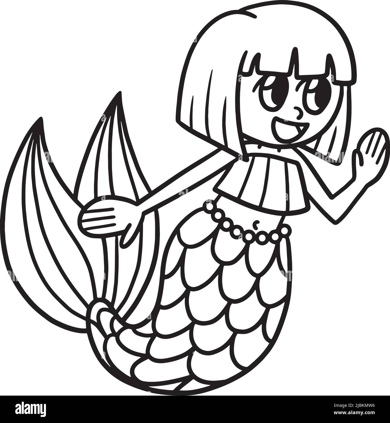 Talking Mermaid page de coloriage isolée pour enfants Illustration de Vecteur