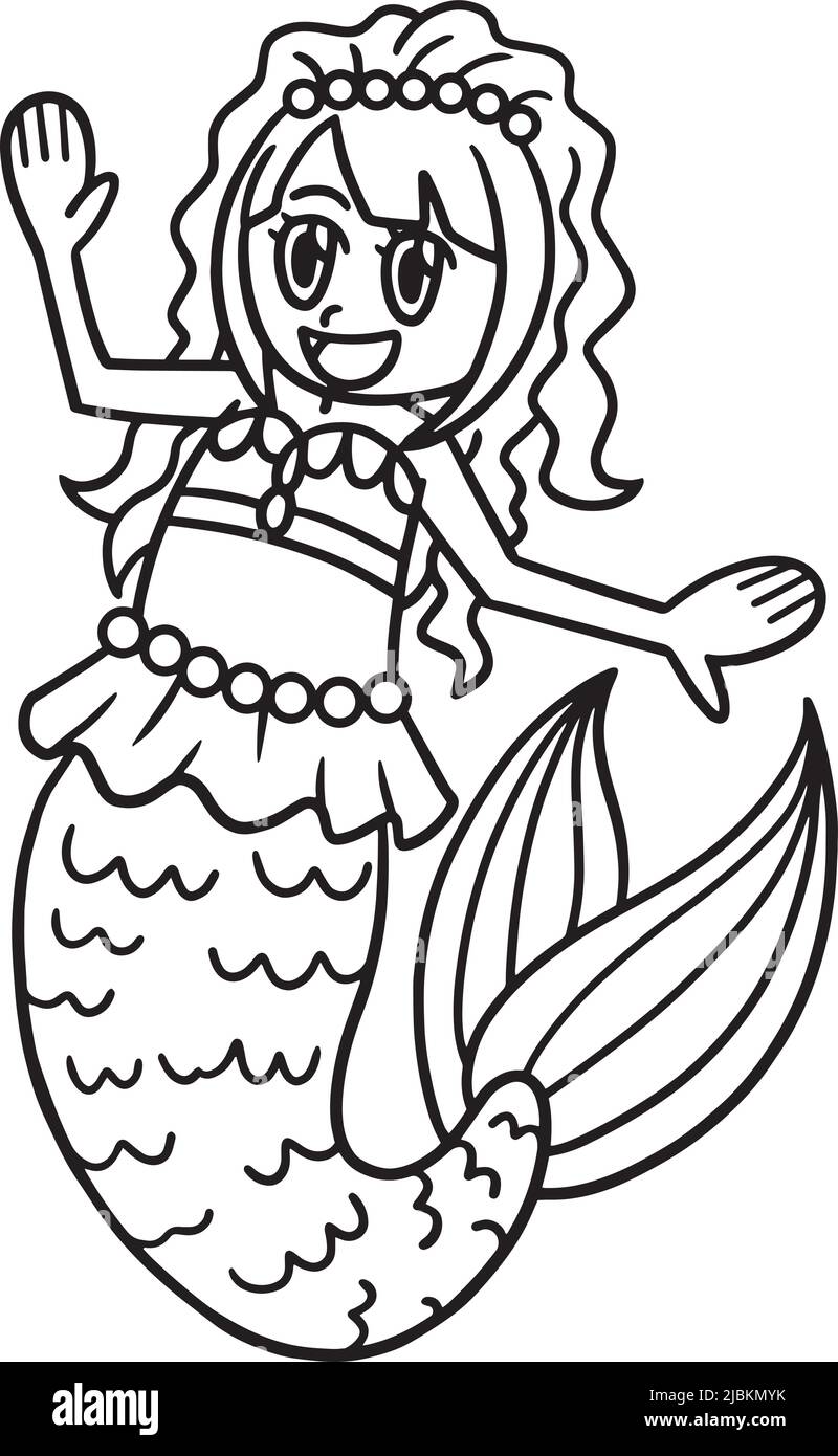 Mermaid Arms Wide Open Isolated coloriage page Illustration de Vecteur