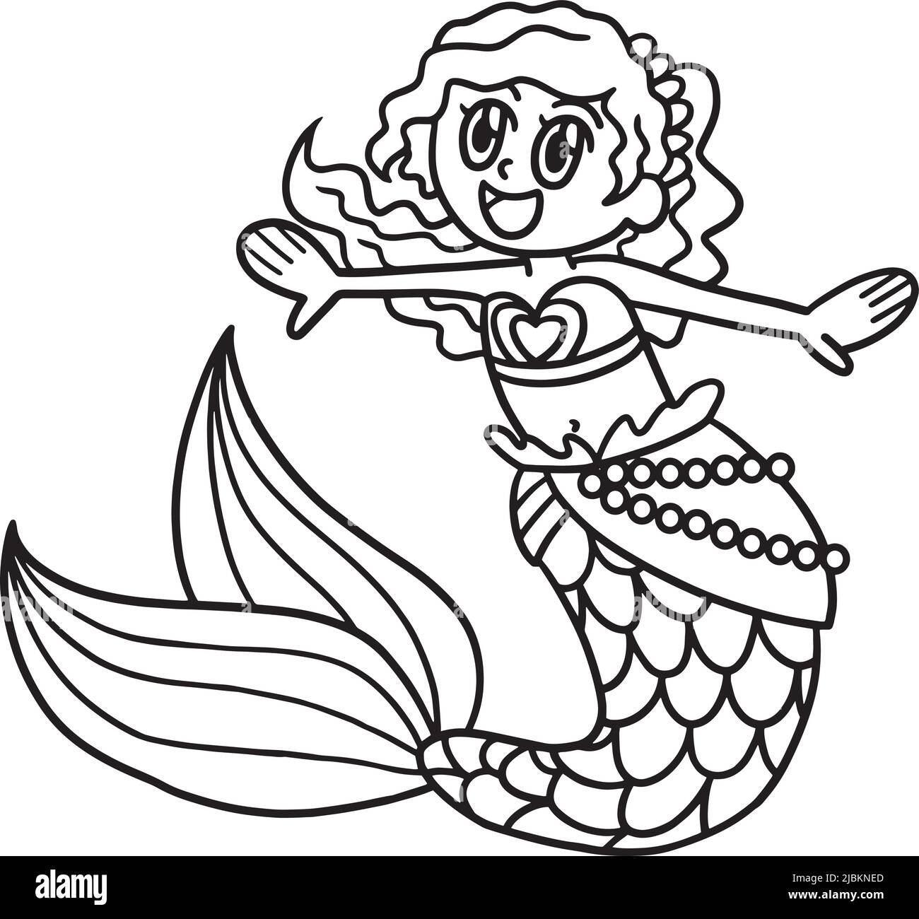 Page de coloriage isolée de Sirène de chant pour enfants Illustration de Vecteur