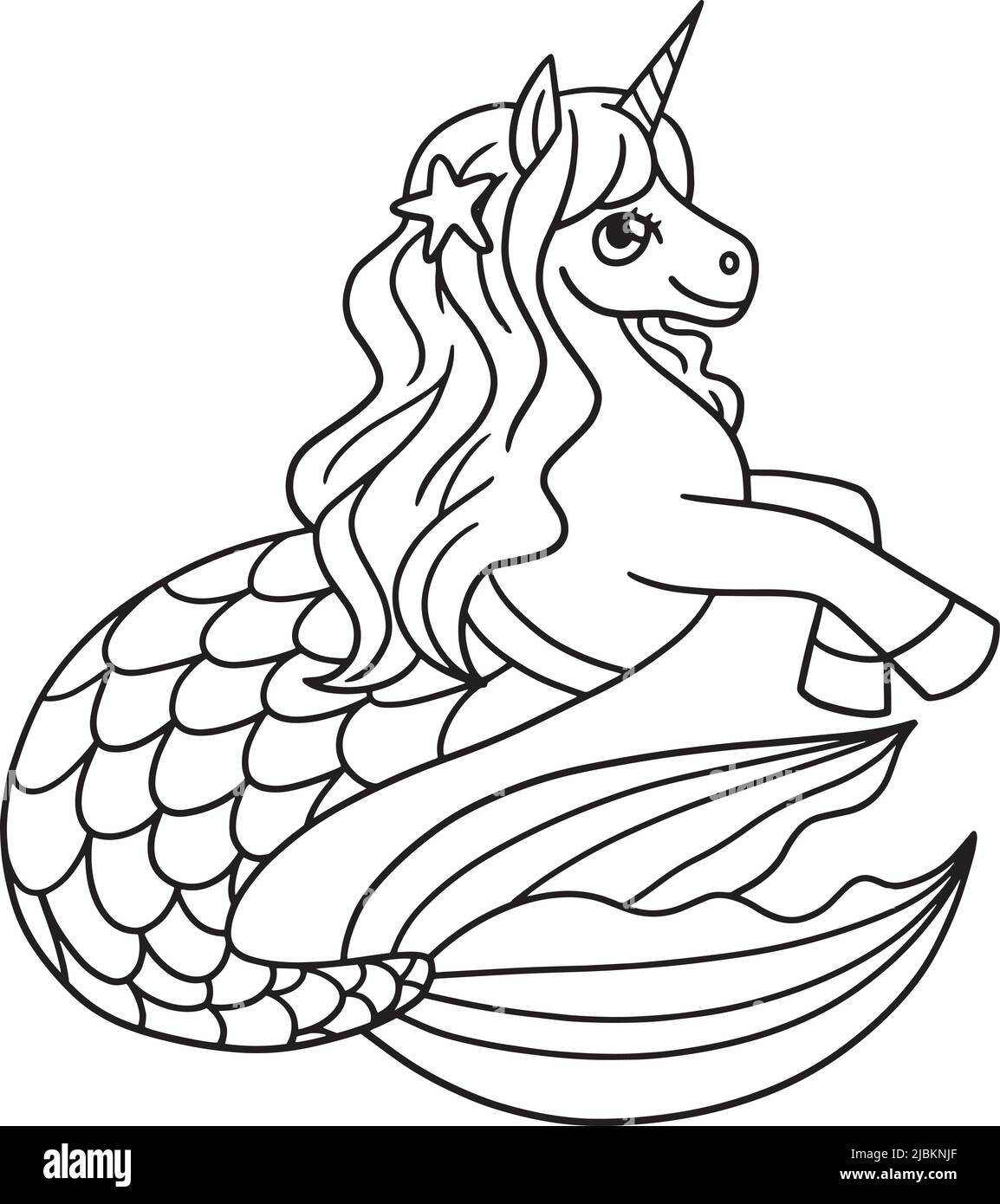 Mermaid Unicorn Isolated coloriage page pour enfants Illustration de Vecteur