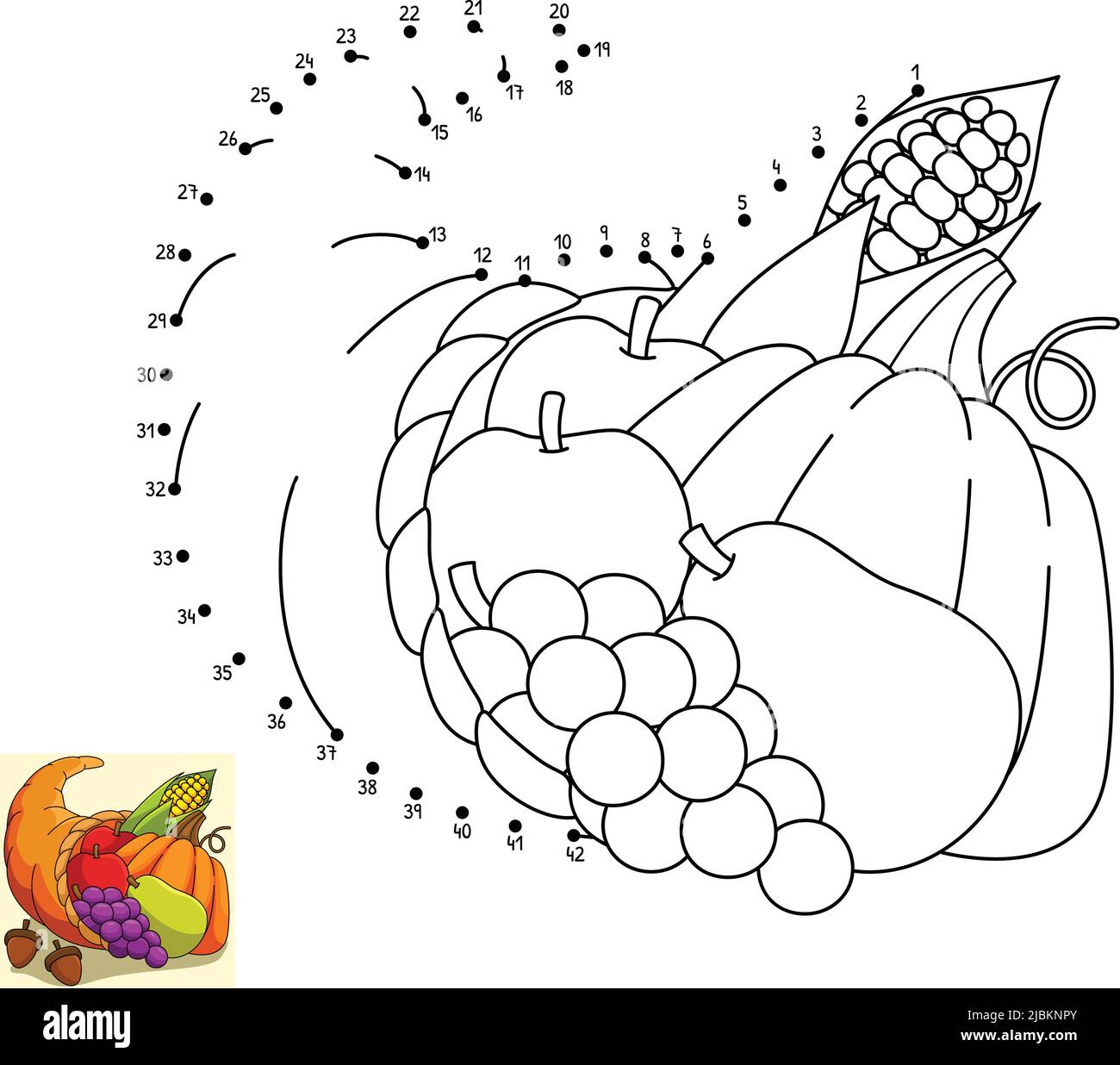 Cornucopia point à point Thanksgiving Illustration de Vecteur