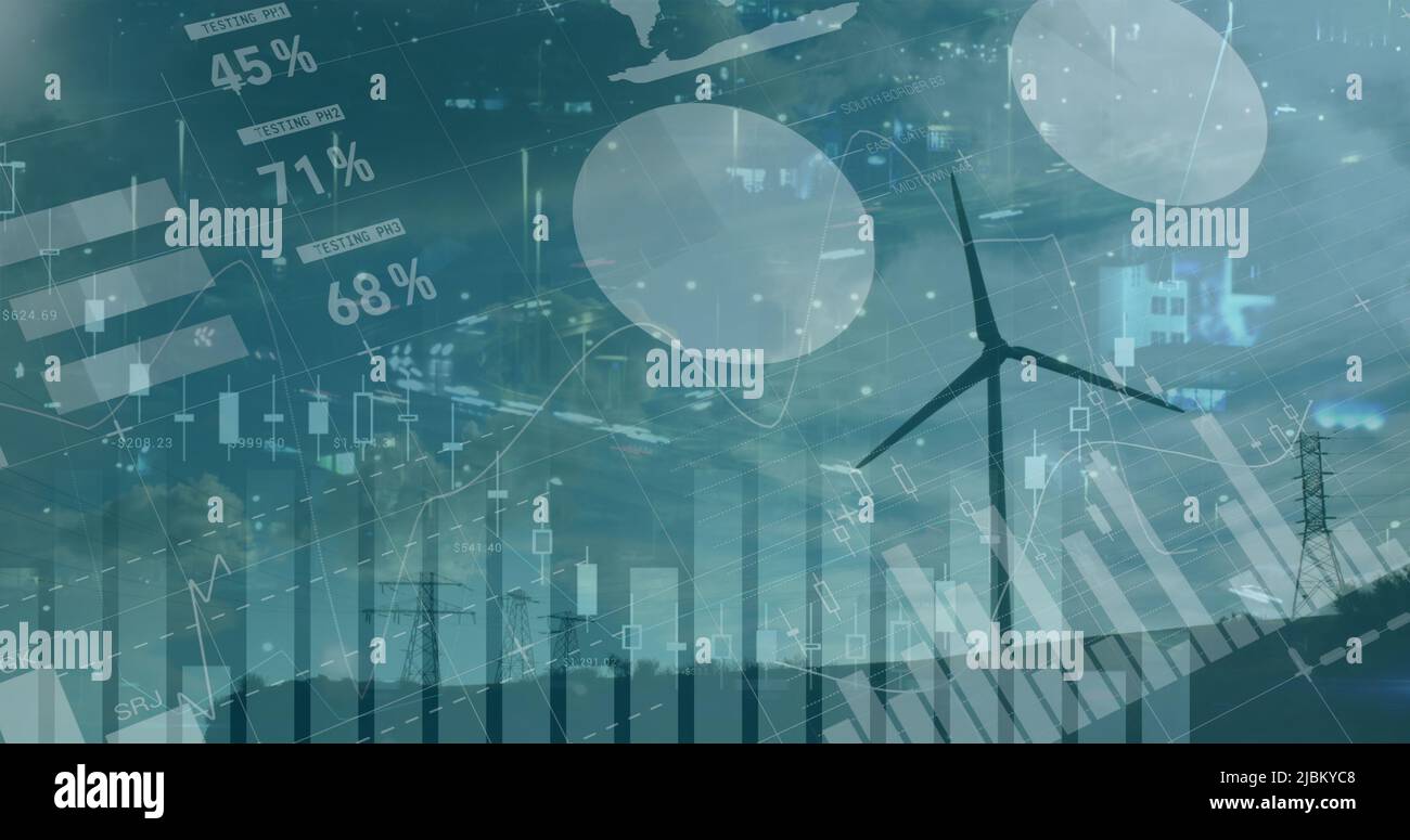 Image du traitement financier des données sur le moulin à vent Banque D'Images