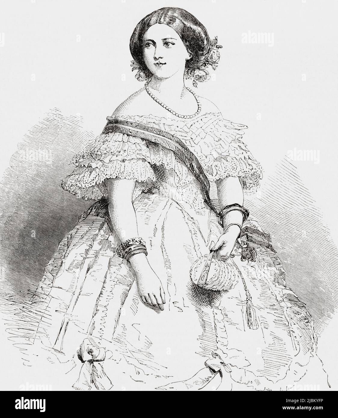 Stephanie Josepha Friederike Wilhelmine Antonia de Hohenzollern-Sigmaringen, 1837 – 1859. Reine du Portugal comme épouse du roi Peter V. de l'Univers illustrae, publié Paris, 1859 Banque D'Images