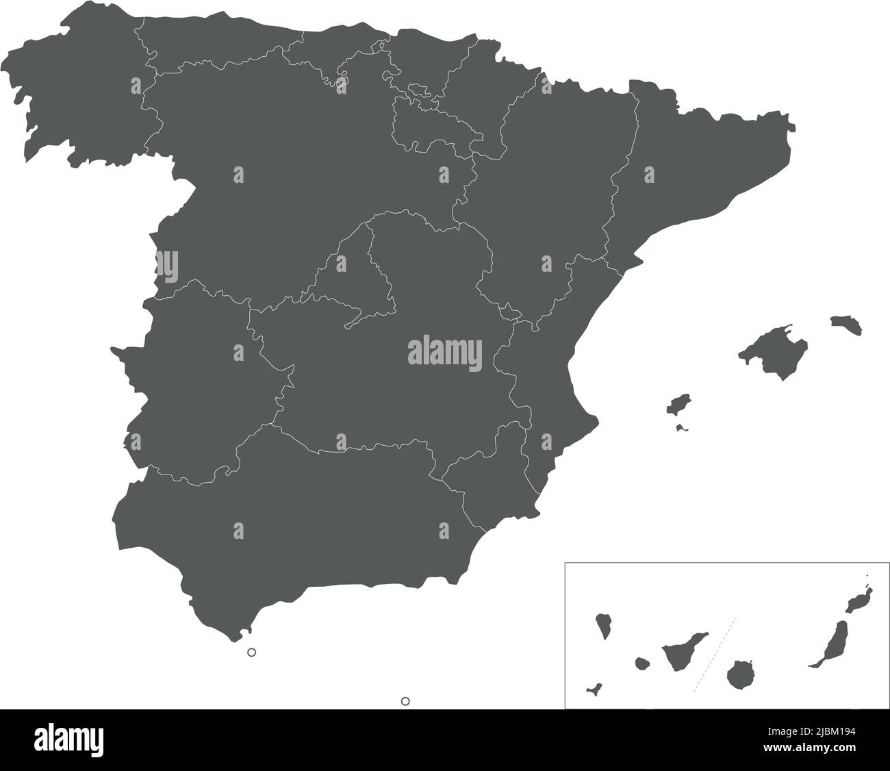 Carte vierge vectorielle de l'Espagne avec régions et territoires et  divisions administratives. Calques modifiables et clairement étiquetés  Image Vectorielle Stock - Alamy