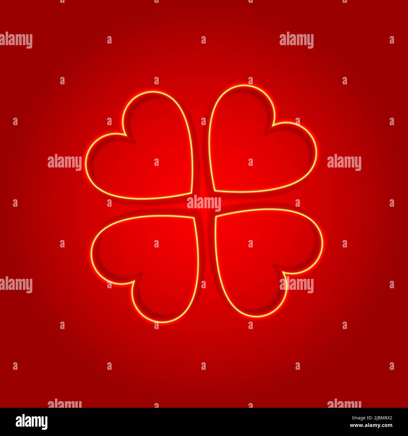 Trèves Golden four Leaves pour Saint Patricks Day rouge flou d'arrière-plan radial illustration. Cliquez sur l'icône, le signe, le symbole. Vacances irlandaises Saint Patrick Illustration de Vecteur