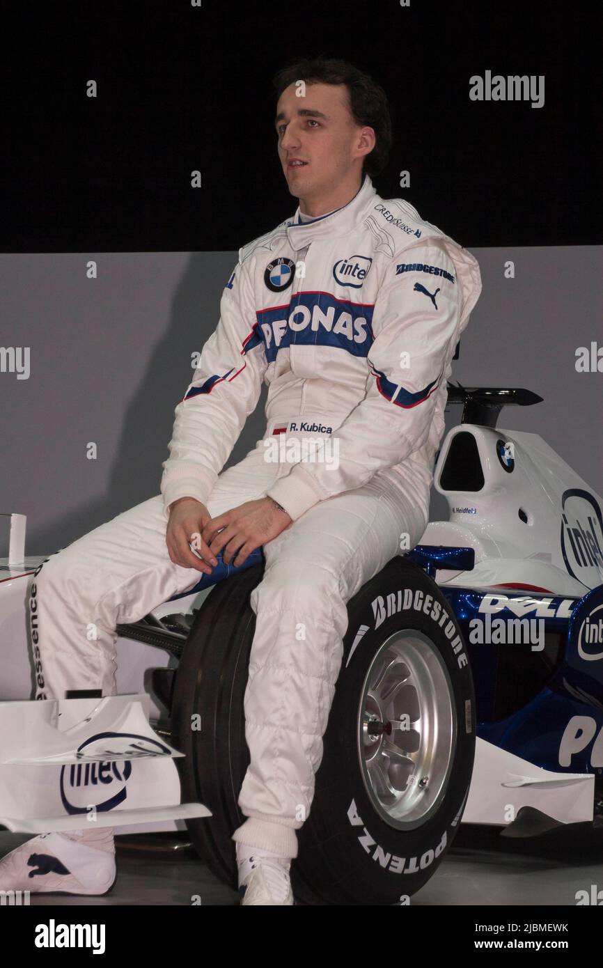 Robert Kubica, 23 ans, lors du lancement de la BMW Sauber Formula 1 2007 à Valence Espagne Banque D'Images