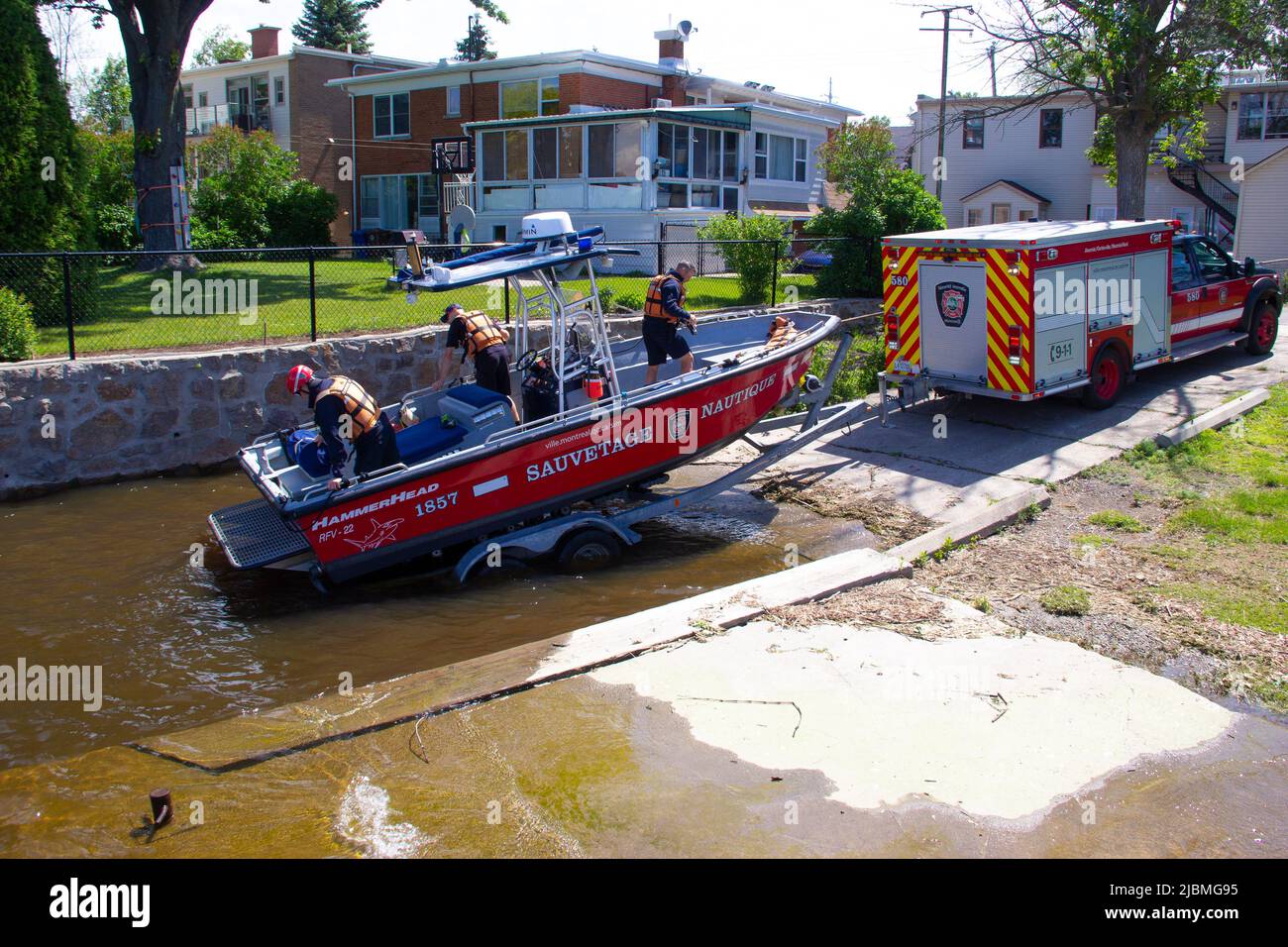 Lancement d'un bateau de sauvetage Banque D'Images