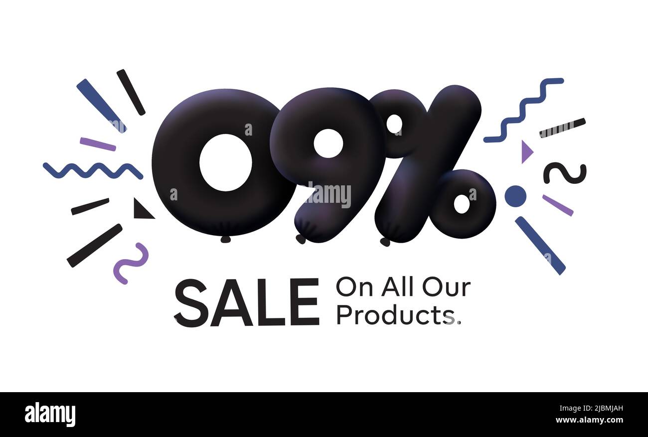 Black Friday Special sale banner 9% de réduction sous forme de 3D ballons Black Vector design saisonnier shopping promo illustration publicitaire 3D numéros pour étiquette d'offre d'étiquette Profitez de réductions jusqu'à 9% de réduction Illustration de Vecteur
