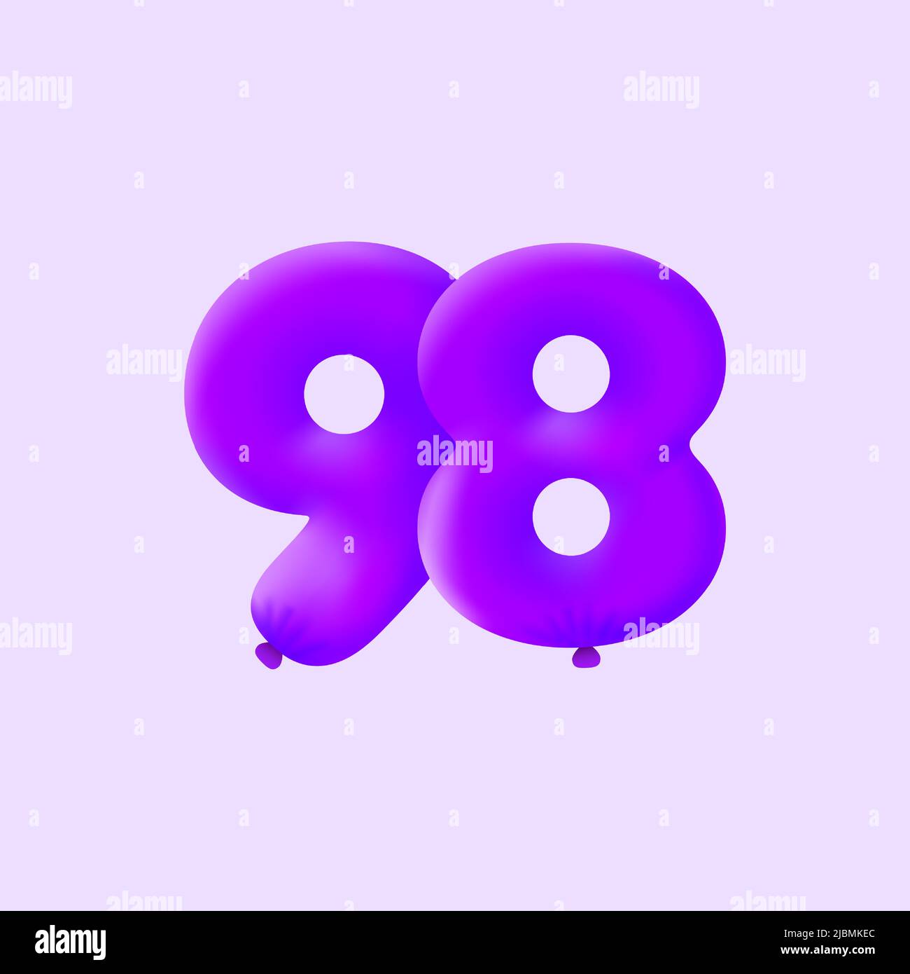 Violet 3D numéro 98 ballon réaliste 3D hélium ballons violets. Vector illustration design décoration de fête, anniversaire,anniversaire,Noël,nouvel an,vacances,Vente,célébration,carnaval Illustration de Vecteur