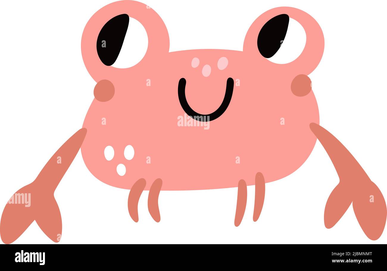 Mignon bébé crabe. Drôle sourire animal de l'océan Illustration de Vecteur