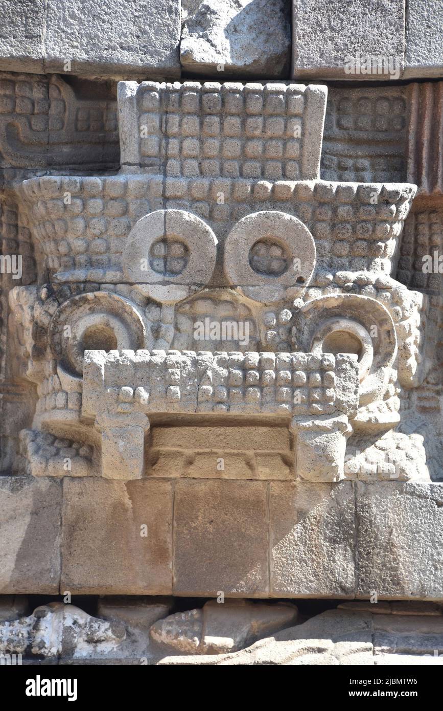 Une sculpture de Tlaloc, le Dieu de la pluie, à Ciudadela, une zone de 38 acres dans la partie sud de Teotihuacán. Banque D'Images