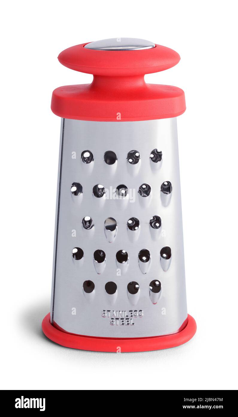 Petit râpe à fromage découpé sur blanc. Banque D'Images