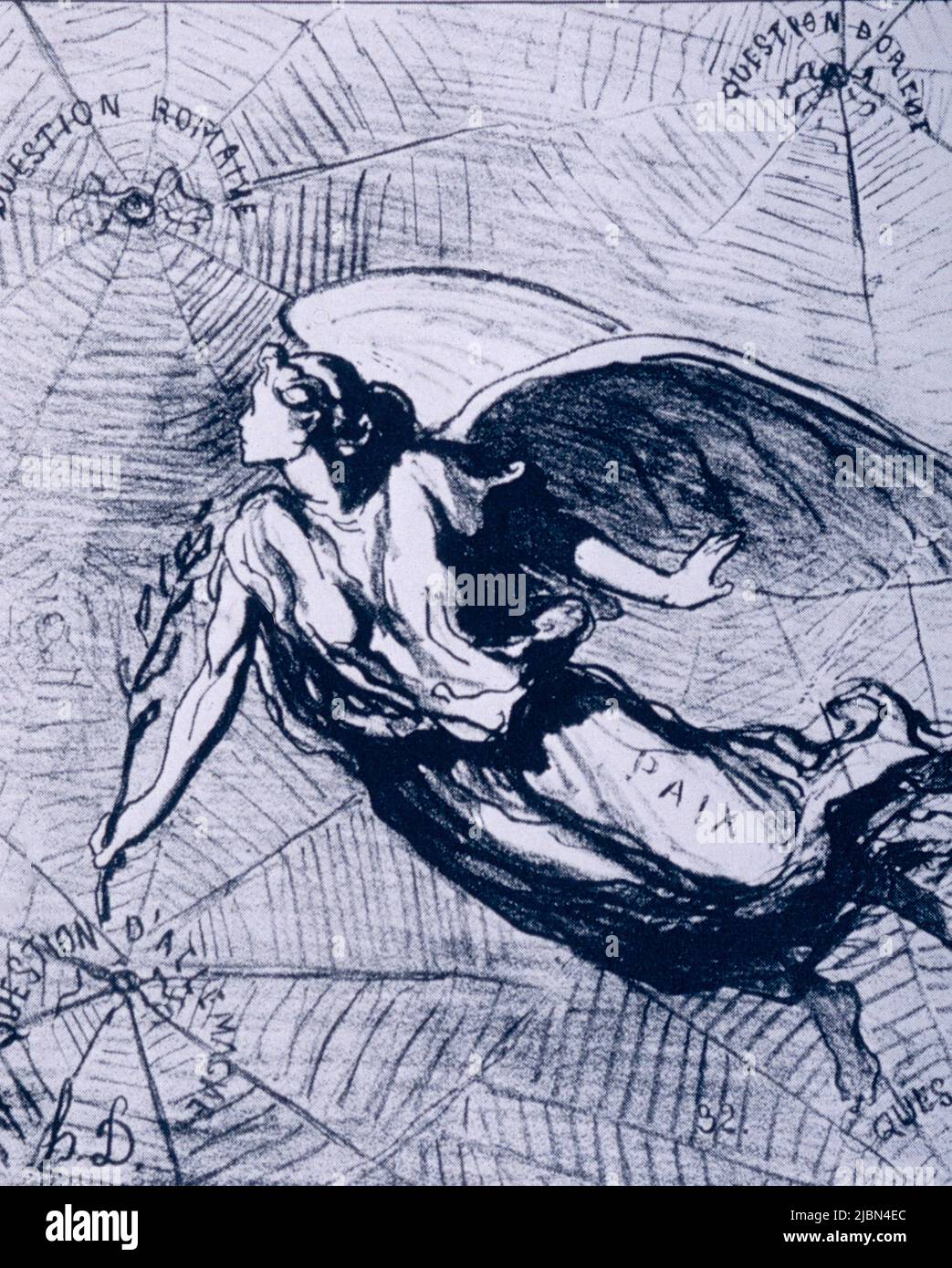 Attention!, illustration de l'artiste français Honoré Daumier, 1868 Banque D'Images