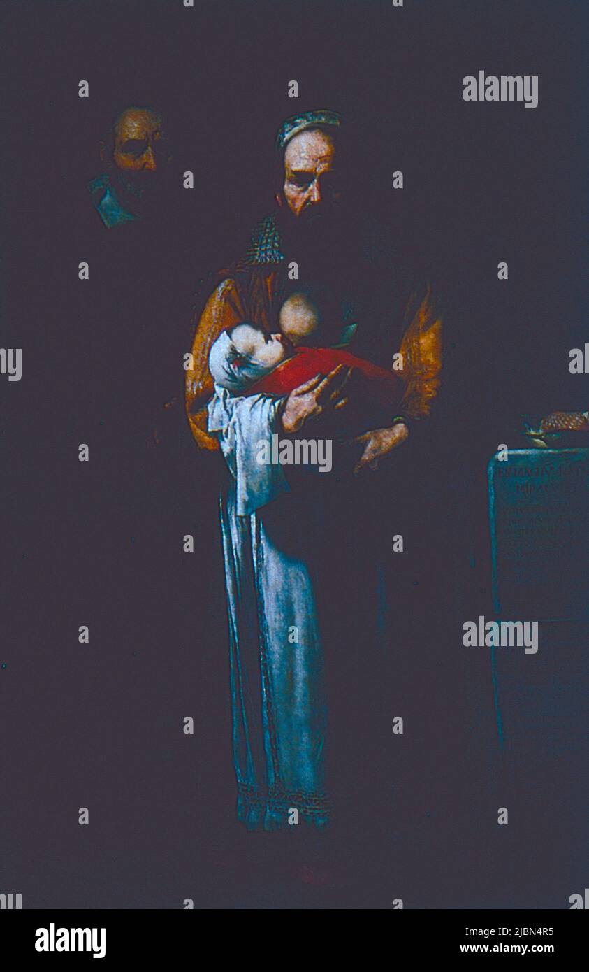 Femme barbu AKA Magdalena Ventura avec son mari et son fils, peinture de l'artiste espagnol Jusepe de Ribera, 1631 Banque D'Images