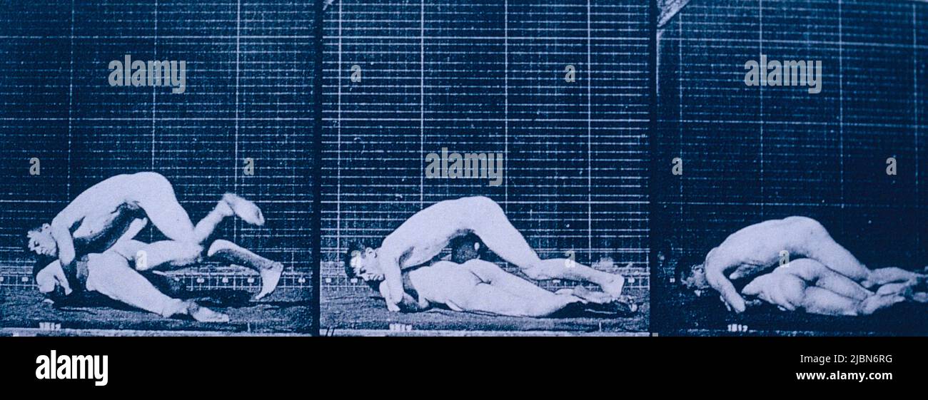 Locomotion humaine et animale, oeuvre du photographe anglais Edward Muybridge, 1887 Banque D'Images