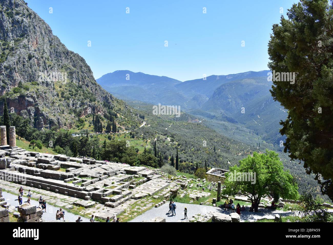 Vue de la zone archéologique de Delphes, Grèce Banque D'Images