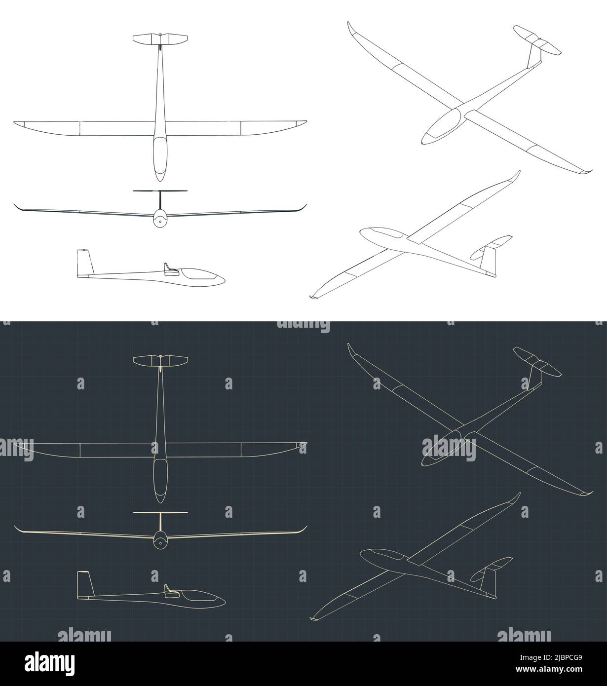 Illustration vectorielle stylisée de plans de planeur Illustration de Vecteur