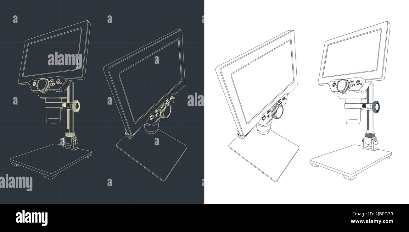 Illustration vectorielle stylisée de dessins de microscope numérique Illustration de Vecteur