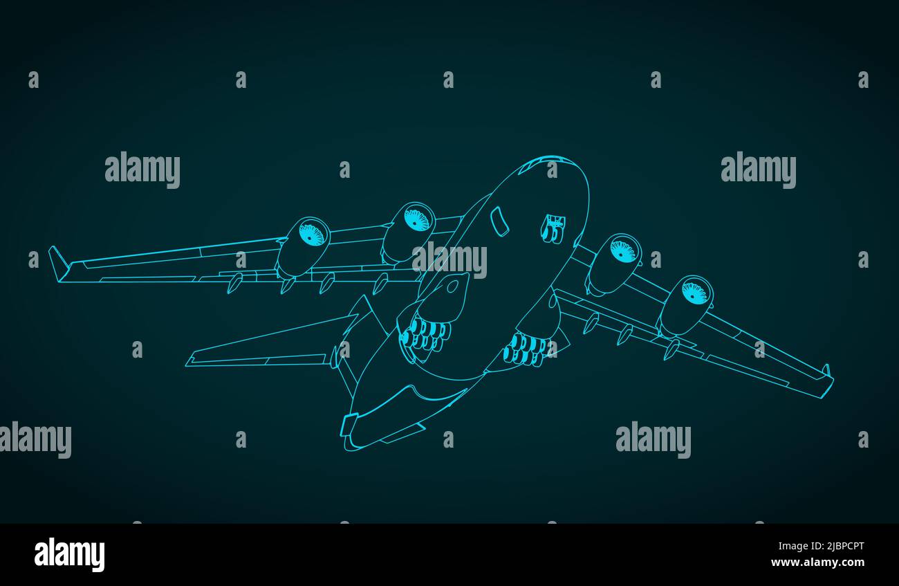 Illustration vectorielle stylisée pour le décollage d'avions lourds Illustration de Vecteur