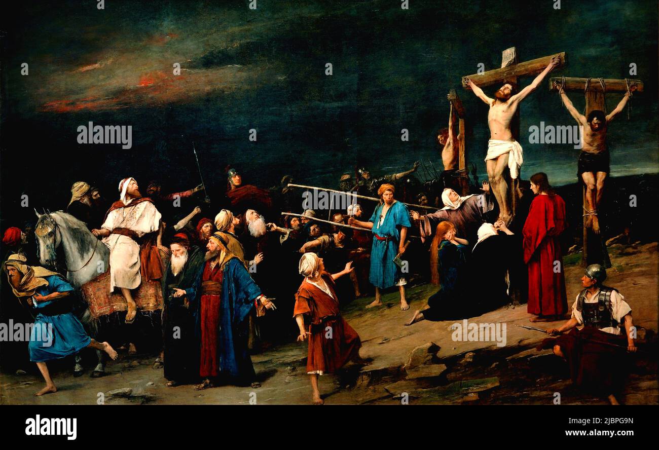 Golgotha et Christ sur la croix par Mihály Munkácsy (1844-1900) Banque D'Images