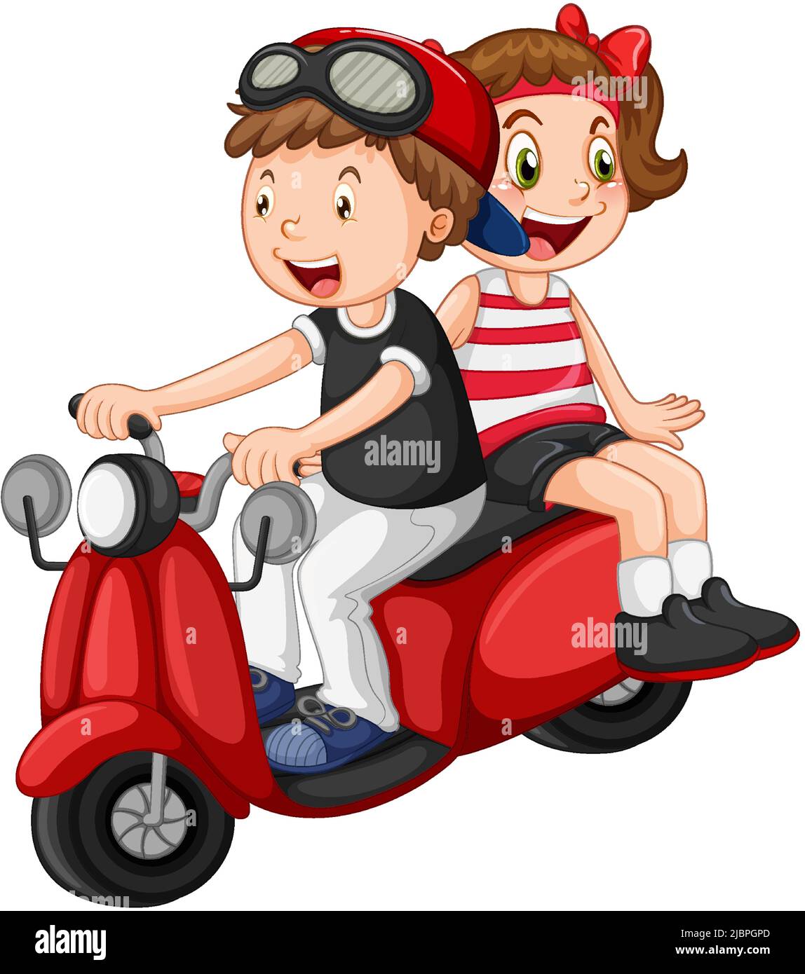 Illustration de la moto rouge avec dessin animé pour enfants Image  Vectorielle Stock - Alamy