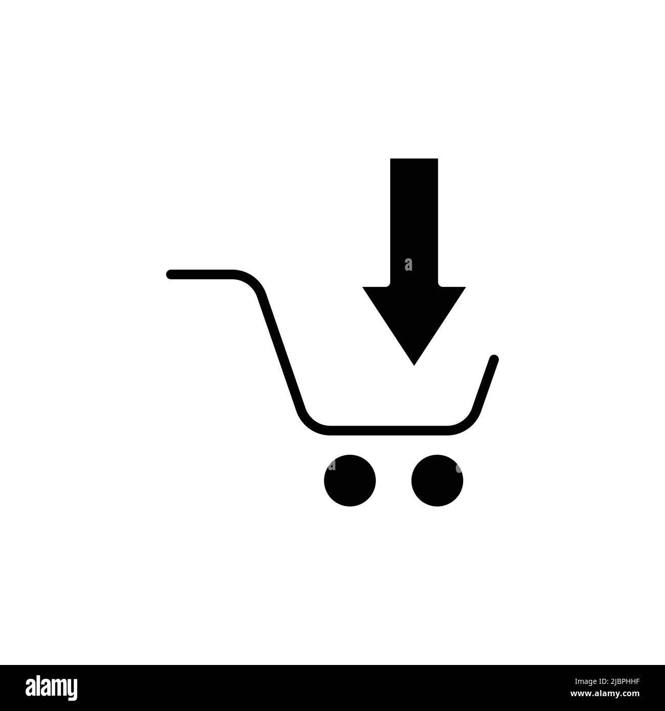 Vecteur d'icône de panier avec téléchargement. Achats en ligne, achats en ligne, boutique en ligne. Style d'icône solide, glyphe. Illustration de conception simple modifiable Illustration de Vecteur