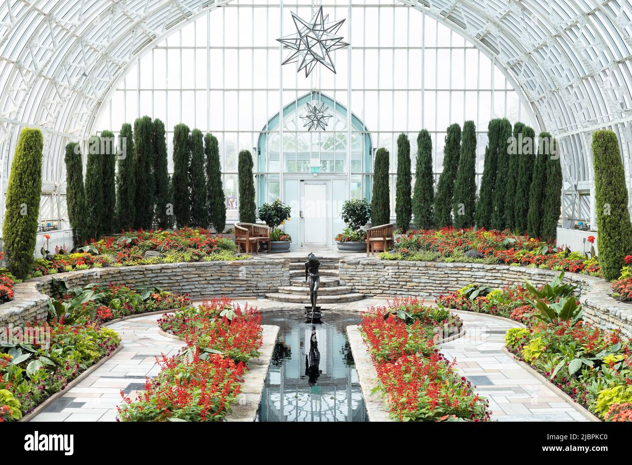 The Sunken Garden at Como Conservatory à St. Paul, Minnesota, États-Unis. Banque D'Images
