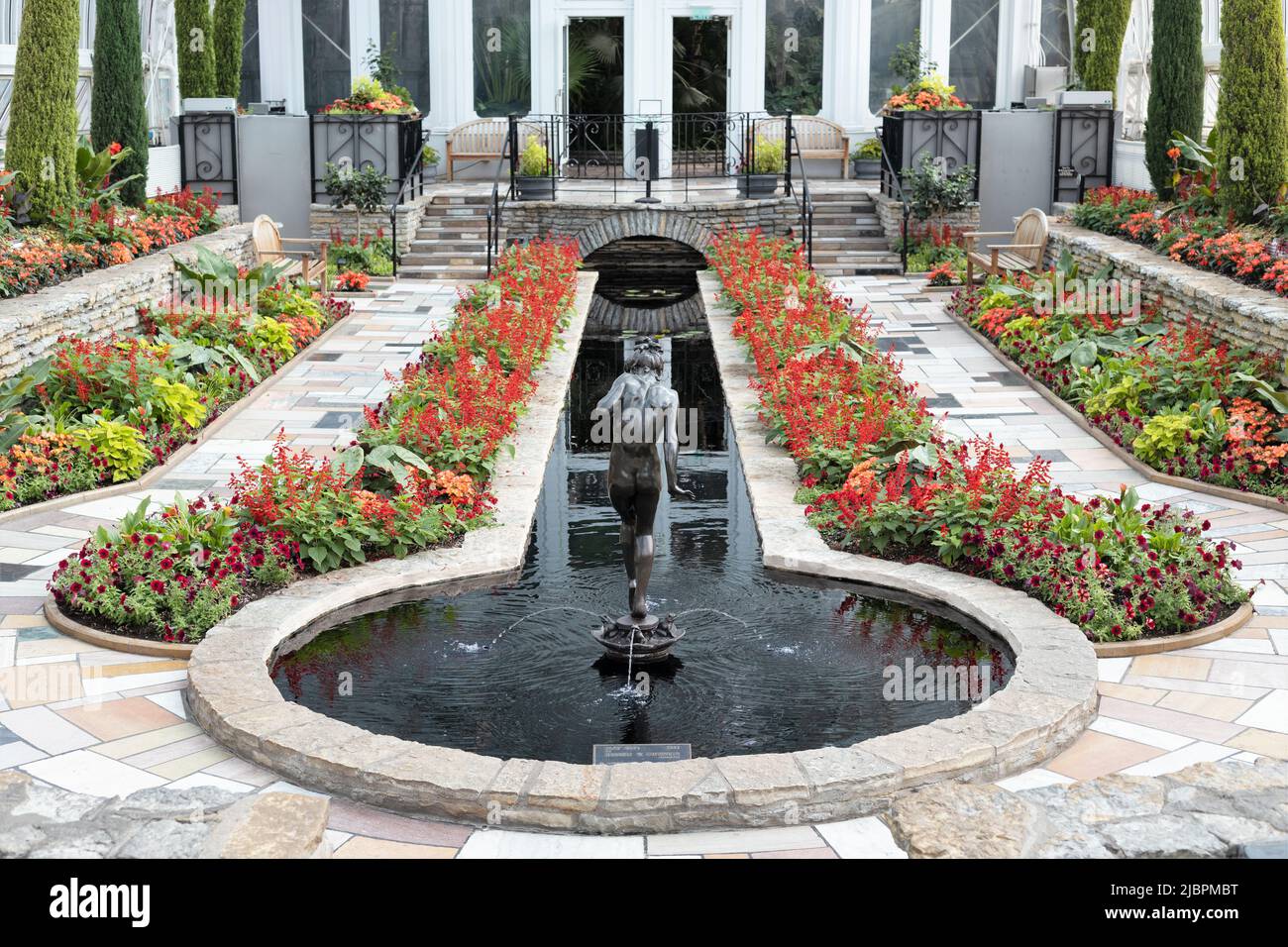 The Sunken Garden at Como Conservatory à St. Paul, Minnesota, États-Unis. Banque D'Images