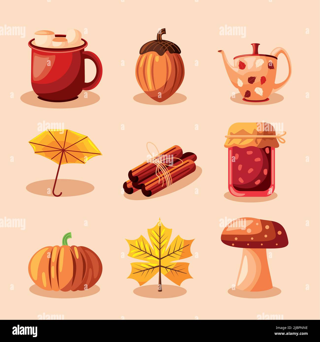 icônes automne choses Illustration de Vecteur