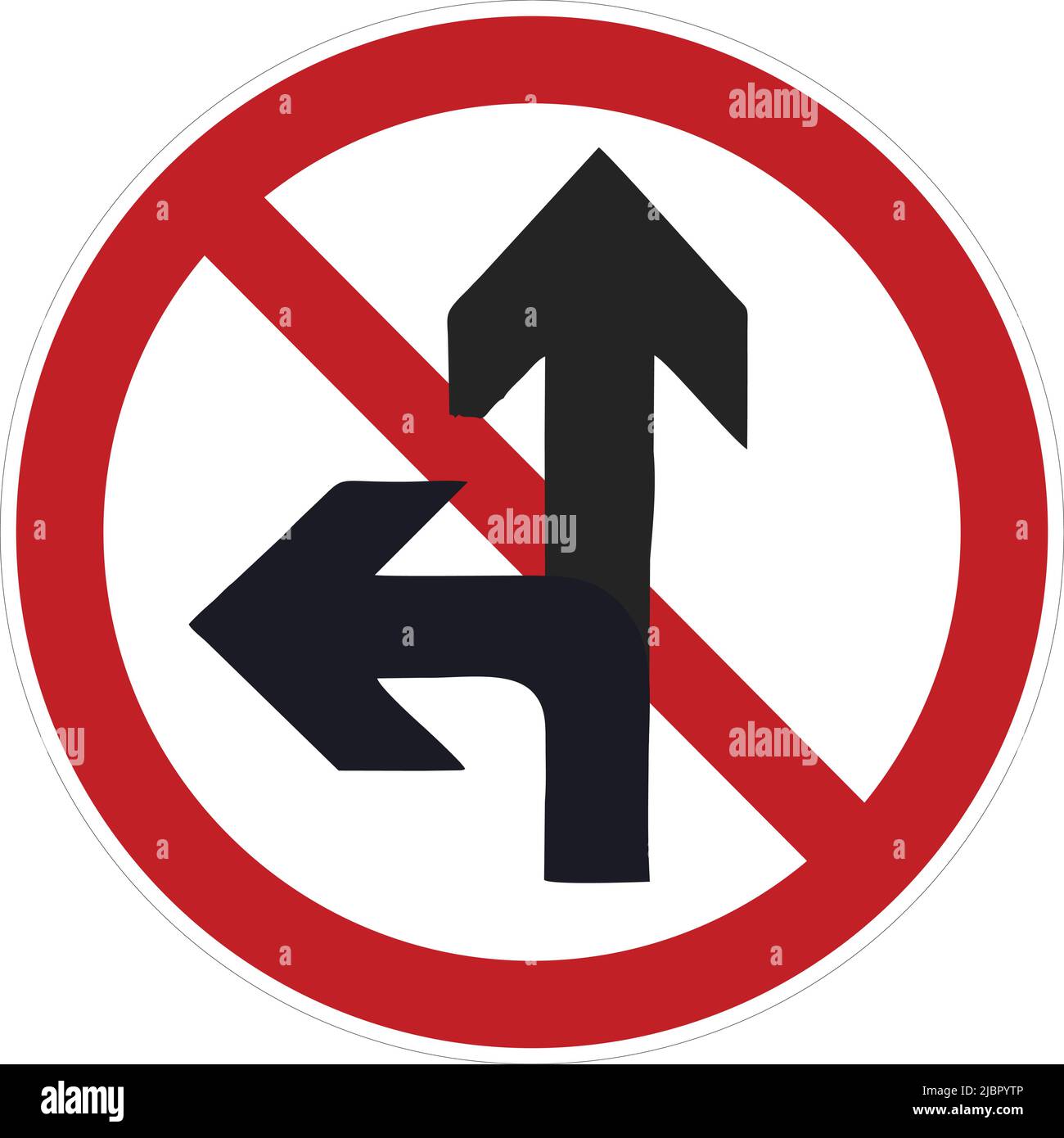 Panneaux d'interdiction, panneaux de signalisation routière en Chine, Une grande variété de panneaux de signalisation routière sont exposés en République populaire de Chine. Pas de continuer tout droit et à gauche tur Illustration de Vecteur