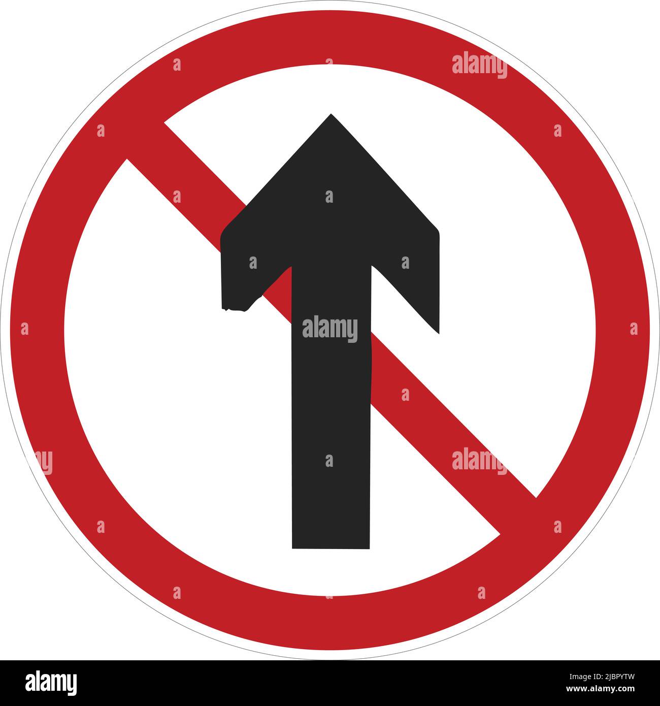 Panneaux d'interdiction, panneaux de signalisation routière en Chine, Une grande variété de panneaux de signalisation routière sont exposés dans la République populaire de Chine.pas de continuer tout droit Illustration de Vecteur