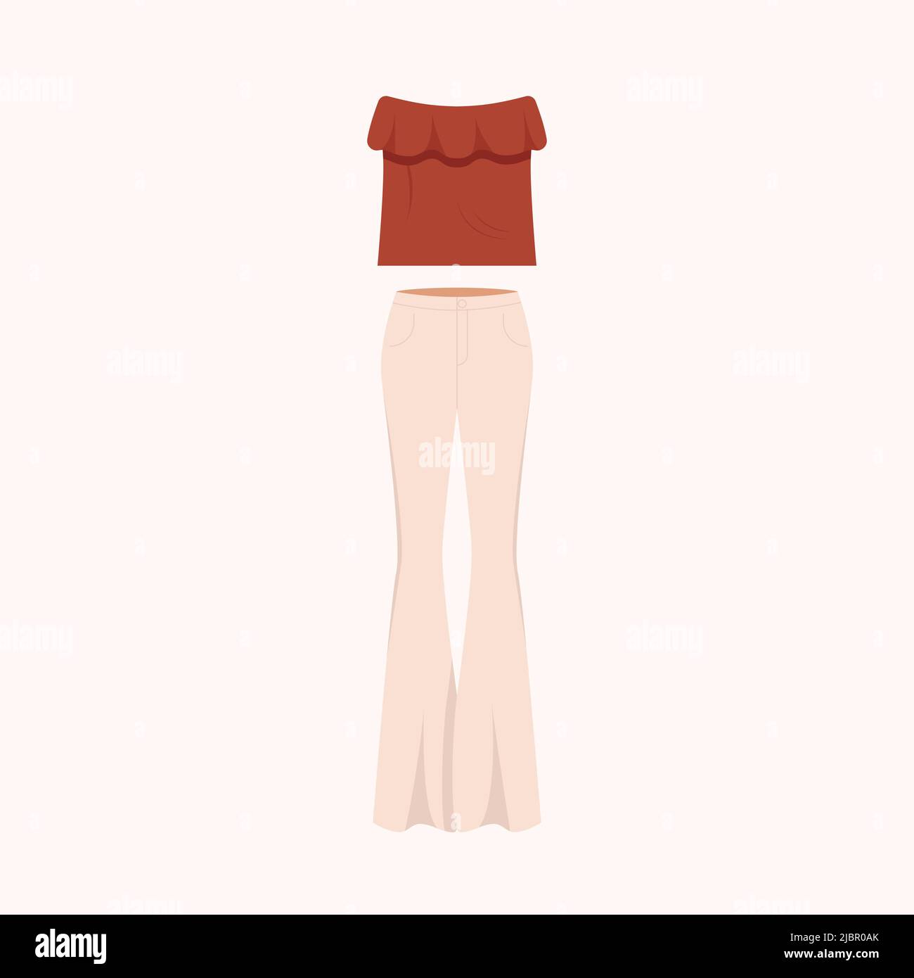 Ensemble de vêtements boho. Tenue de mode de style boho. Vêtements tendance. Illustration de Vecteur