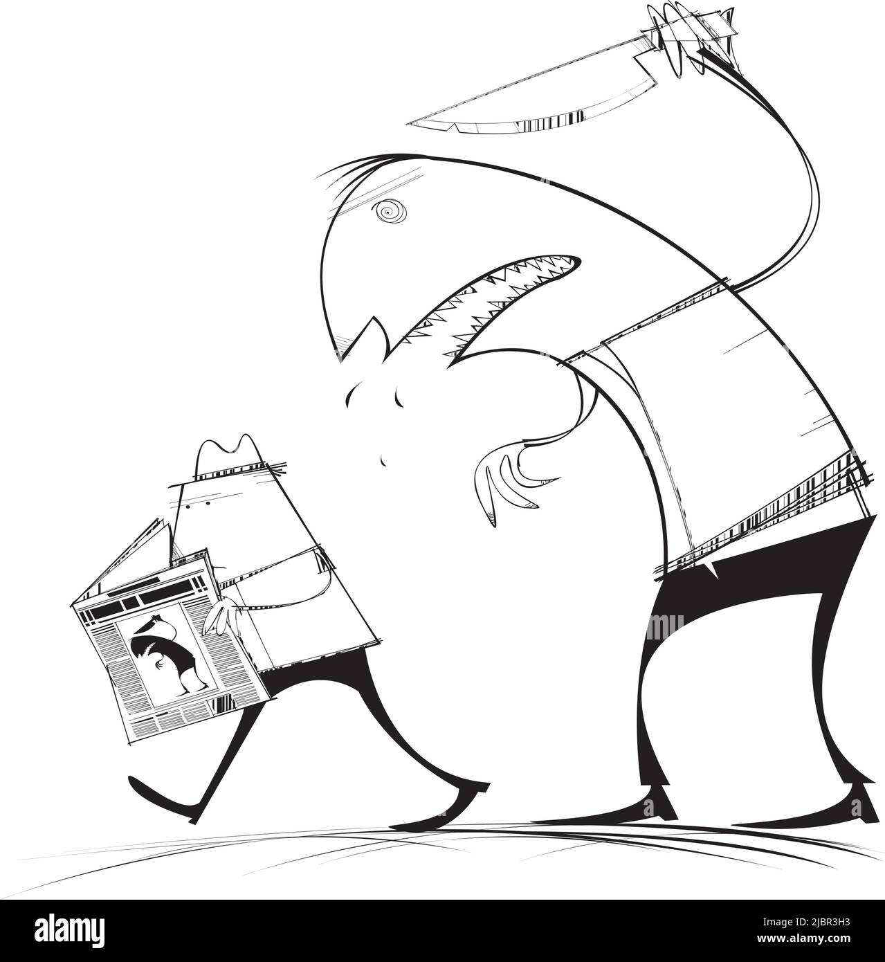 L'homme lisant sur Killer est sur le point d'être tué Illustration de Vecteur