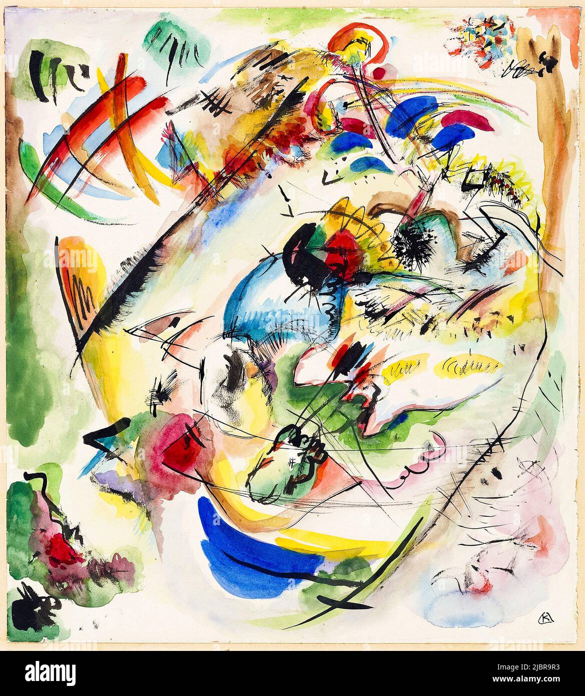 Wassily Kandinsky, ébauche pour improvisation rêveuse, dessin abstrait à l'aquarelle et à l'encre de l'inde, 1913 Banque D'Images