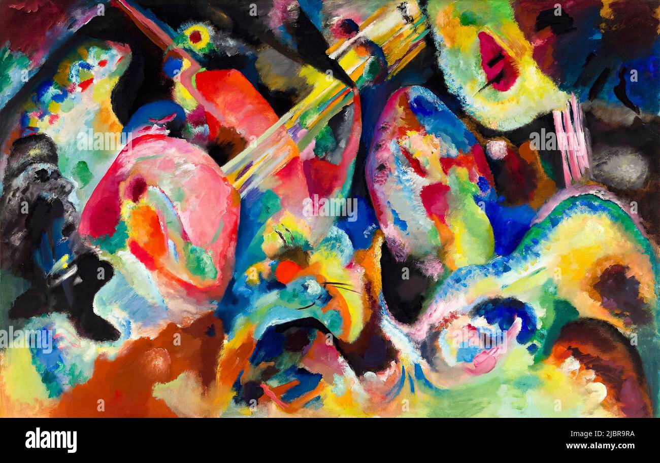 Wassily Kandinsky painking, improvisation Flood, peinture abstraite à l'huile sur toile, 1913-1914 Banque D'Images Wassily Kandinsky painking, improvisation Flood, peinture abstraite à l'huile sur toile, 1913-1914 Banque D'Images