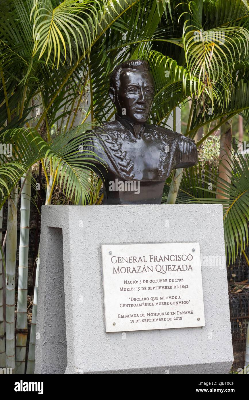 Panama, Panama City, buste de Francisco Morazan Quezada, Président de la République fédérale d'Amérique centrale de 1830 à 1839 Banque D'Images